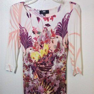 ABS by Allen Schwartz Pin & Purple Pullover Straight/fitted Dress Size: Small